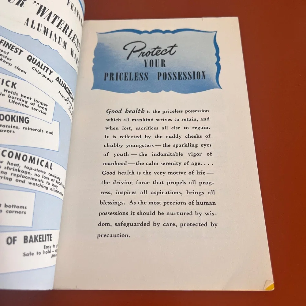 Vintage 1949 Waterless‎ Cooking Recipe Booklet Eternity-Ware Copper Glo Aluminum